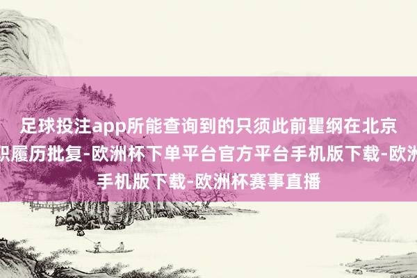 足球投注app所能查询到的只须此前瞿纲在北京信赖时的任职履历批复-欧洲杯下单平台官方平台手机版下载-欧洲杯赛事直播