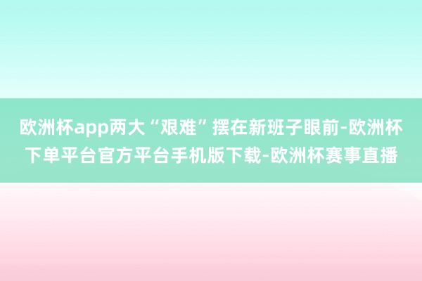 欧洲杯app两大“艰难”摆在新班子眼前-欧洲杯下单平台官方平