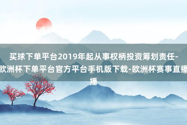 买球下单平台2019年起从事权柄投资筹划责任-欧洲杯下单平台
