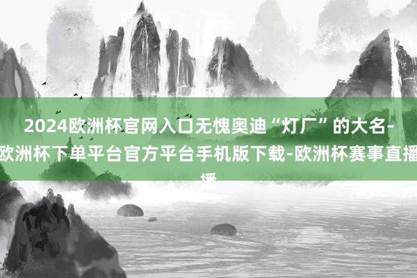 2024欧洲杯官网入口无愧奥迪“灯厂”的大名-欧洲杯下单平台
