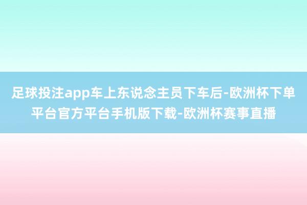 足球投注app车上东说念主员下车后-欧洲杯下单平台官方平台手