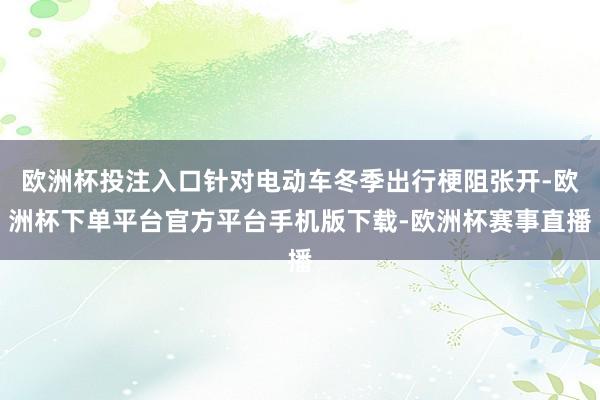 欧洲杯投注入口针对电动车冬季出行梗阻张开-欧洲杯下单平台官方