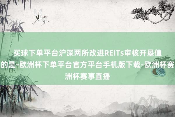 买球下单平台沪深两所改进REITs审核开垦　　值得一提的是-欧洲杯下单平台官方平台手机版下载-欧洲杯赛事直播