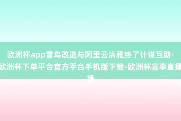 欧洲杯app雷鸟改进与阿里云清雅终了计谋互助-欧洲杯下单平台