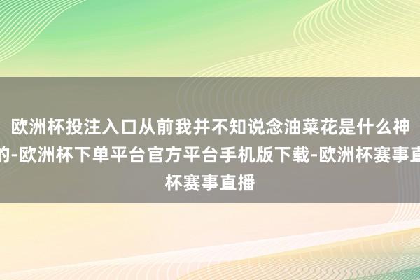 欧洲杯投注入口从前我并不知说念油菜花是什么神志的-欧洲杯下单