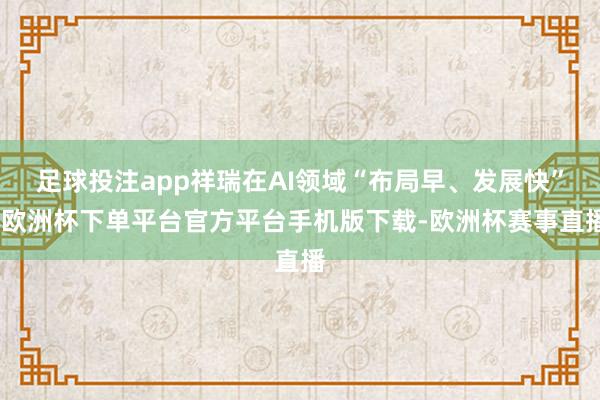 足球投注app祥瑞在AI领域“布局早、发展快”-欧洲杯下单平台官方平台手机版下载-欧洲杯赛事直播
