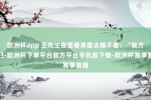 欧洲杯app 王先生夜里番来覆去睡不着：“我方媳妇-欧洲杯下单平台官方平台手机版下载-欧洲杯赛事直播