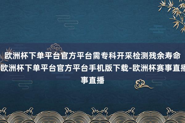 欧洲杯下单平台官方平台需专科开采检测残余寿命-欧洲杯下单平台