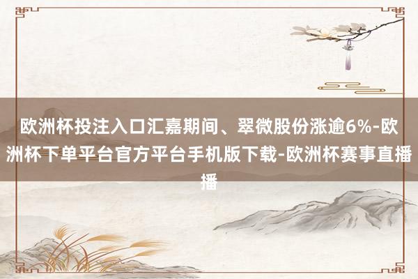 欧洲杯投注入口汇嘉期间、翠微股份涨逾6%-欧洲杯下单平台官方