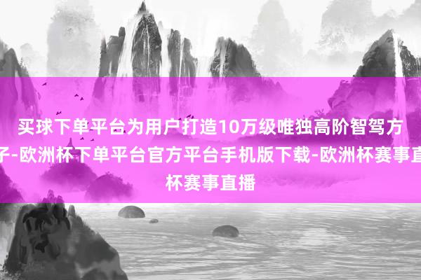 买球下单平台为用户打造10万级唯独高阶智驾方盒子-欧洲杯下单
