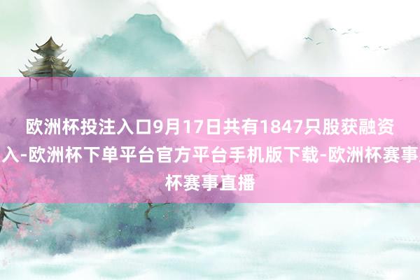 欧洲杯投注入口9月17日共有1847只股获融资净买入-欧洲杯下单平台官方平台手机版下载-欧洲杯赛事直播