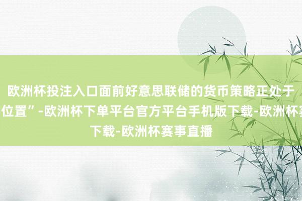 欧洲杯投注入口面前好意思联储的货币策略正处于“正确的位置”-