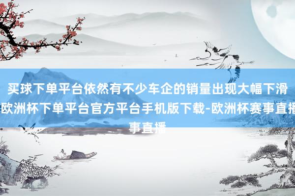 买球下单平台依然有不少车企的销量出现大幅下滑-欧洲杯下单平台