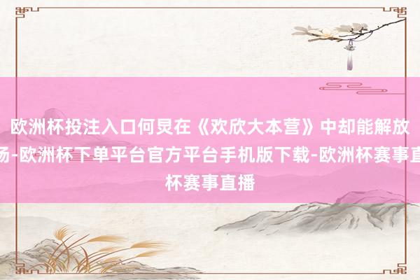 欧洲杯投注入口何炅在《欢欣大本营》中却能解放发扬-欧洲杯下单