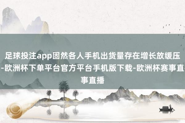 足球投注app固然各人手机出货量存在增长放缓压力-欧洲杯下单平台官方平台手机版下载-欧洲杯赛事直播