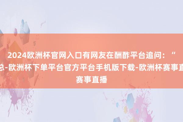 2024欧洲杯官网入口有网友在酬酢平台追问：“雷总-欧洲杯下