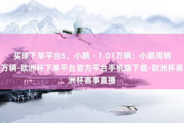 买球下单平台6、小鹏 - 1.01万辆：小鹏周销量最先万辆-