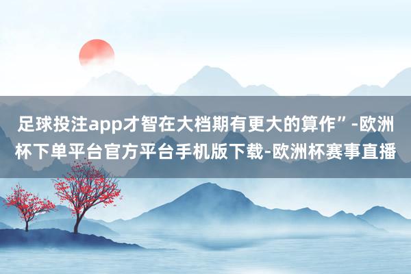 足球投注app才智在大档期有更大的算作”-欧洲杯下单平台官方平台手机版下载-欧洲杯赛事直播