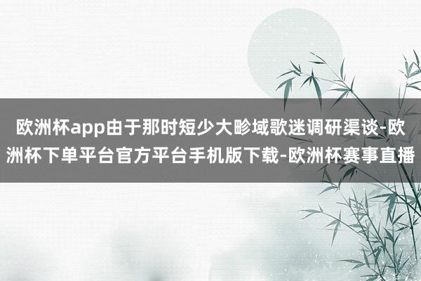 欧洲杯app由于那时短少大畛域歌迷调研渠谈-欧洲杯下单平台官