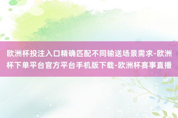 欧洲杯投注入口精确匹配不同输送场景需求-欧洲杯下单平台官方平