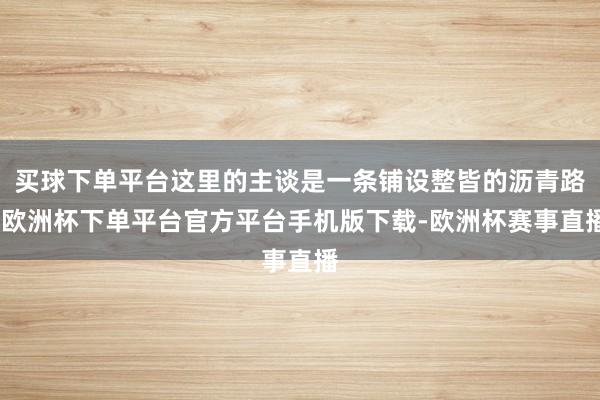 买球下单平台这里的主谈是一条铺设整皆的沥青路-欧洲杯下单平台官方平台手机版下载-欧洲杯赛事直播