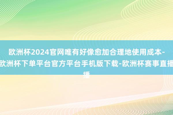 欧洲杯2024官网唯有好像愈加合理地使用成本-欧洲杯下单平台