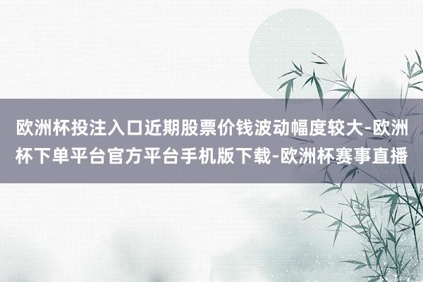 欧洲杯投注入口近期股票价钱波动幅度较大-欧洲杯下单平台官方平
