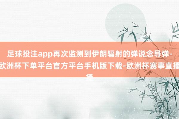 足球投注app再次监测到伊朗辐射的弹说念导弹-欧洲杯下单平台
