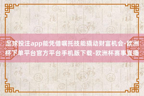 足球投注app能凭借嘱托技能撬动财富机会-欧洲杯下单平台官方