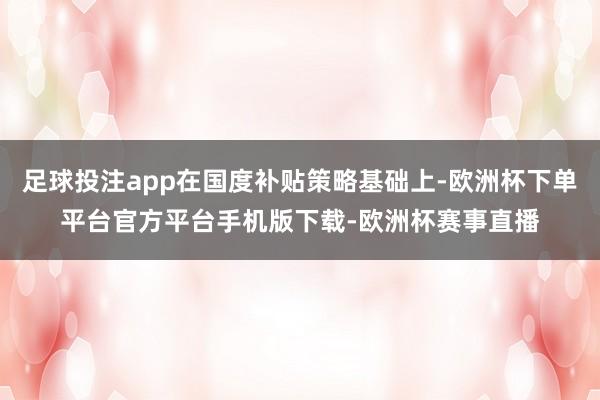 足球投注app在国度补贴策略基础上-欧洲杯下单平台官方平台手