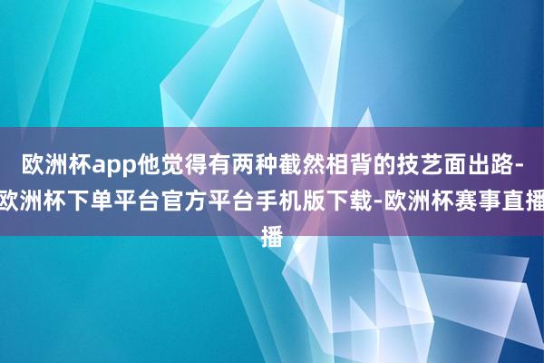 欧洲杯app他觉得有两种截然相背的技艺面出路-欧洲杯下单平台官方平台手机版下载-欧洲杯赛事直播