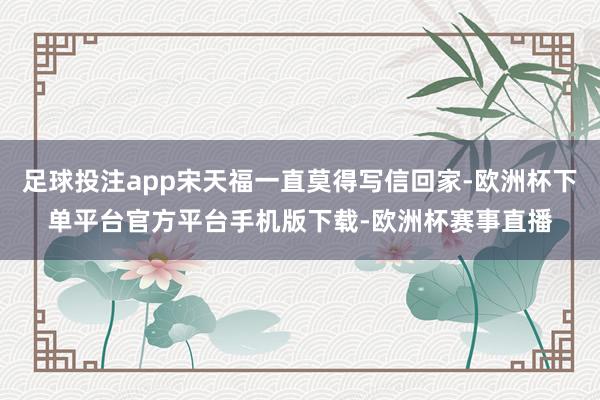 足球投注app宋天福一直莫得写信回家-欧洲杯下单平台官方平台