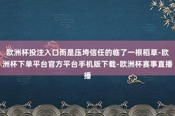 欧洲杯投注入口而是压垮信任的临了一根稻草-欧洲杯下单平台官方平台手机版下载-欧洲杯赛事直播