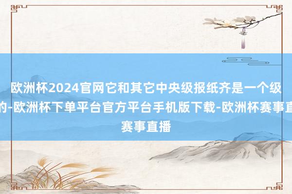 欧洲杯2024官网它和其它中央级报纸齐是一个级别的-欧洲杯下